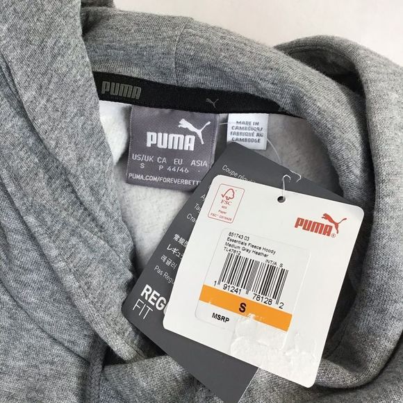 New Puma Essentials Fleece Hoody Pullover  Gray - Picture 3 of 8